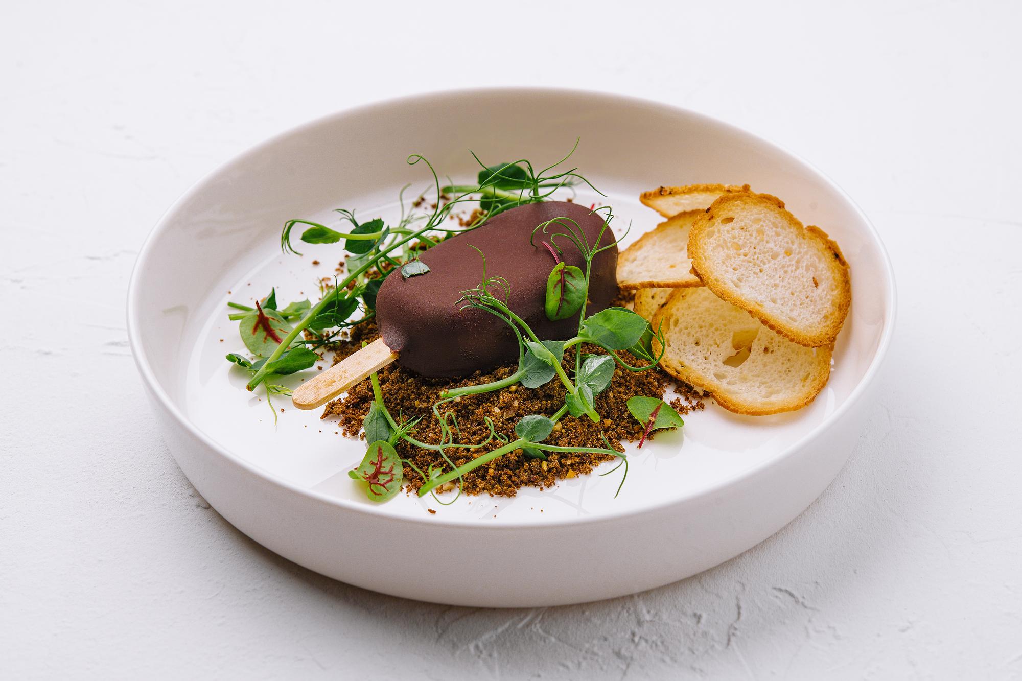Large plated tasting course with microgreens