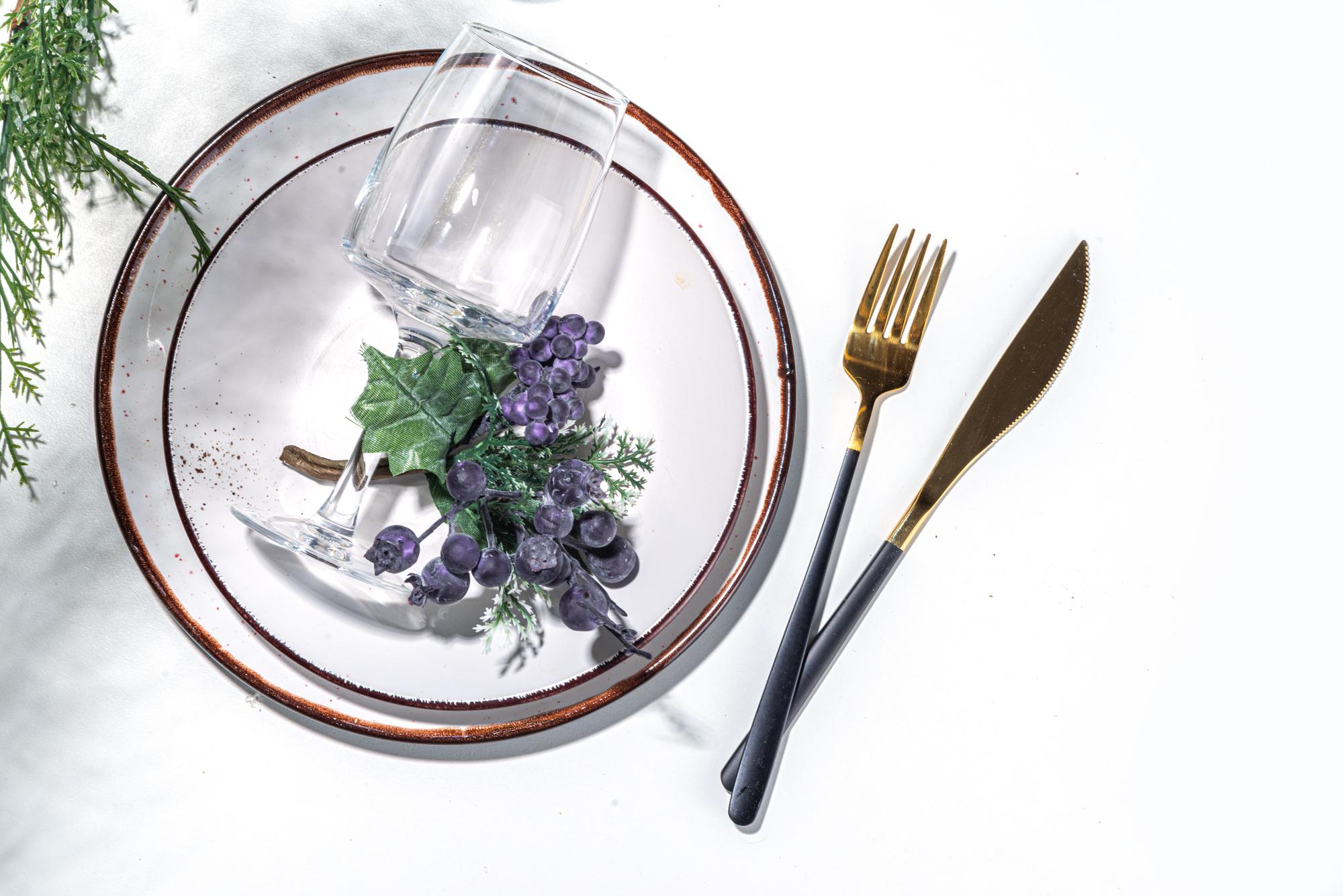 Service table with curated tableware